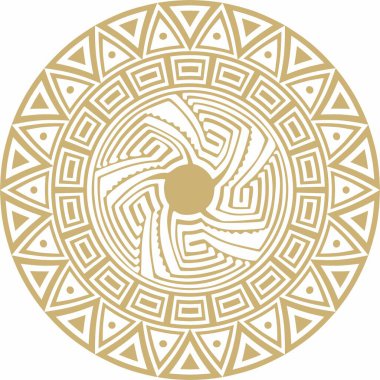 Amerikan yerlilerinin altın desenli taşıyıcıları. Daire şeklinde geometrik şekiller. Amerika 'nın, Maya' nın, Azteklerin, İnka 'nın ulusal süslemeleri.