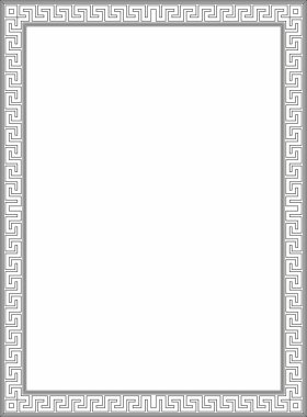 Siyah vektör monokrom klasik Yunan kare taslak süsü. Antik Yunan ve Roma İmparatorluğu dikdörtgeni. Bizans duvarları, zemin ve tavan resimleri. Avrupa saraylarının dekorasyonu. Boyalı cam şablonu