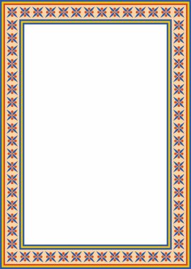 Vektör renkli kare klasik Bizans süsü. Dikdörtgen, sınır, Antik Yunan, Doğu Roma İmparatorluğu çerçevesi. Rus Ortodoks Kilisesi Dekorasyonu