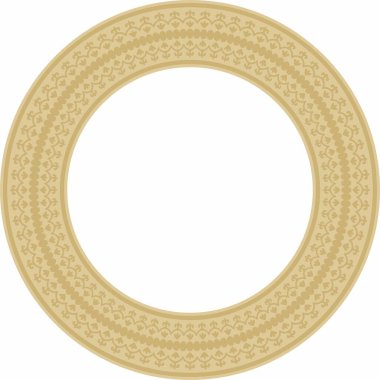 Vektör Özbek altın yuvarlak süsü. Türk çemberi, halka. Orta Asi 'nin Kültür Mirası