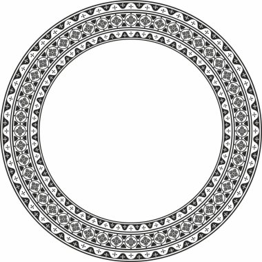 Siyah tek renkli vektör gotik süs. Ortaçağ Avrupa silueti, çember, halka, sınır. Klasik Almanların, Açılar, Saksonlar, Franklar.