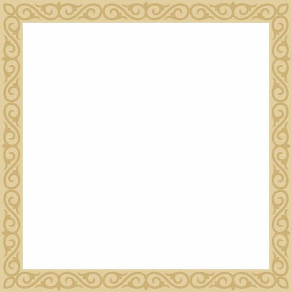 Vector golden square Kazakh national ornament. Ethnic pattern of the peoples of the Great Steppe
