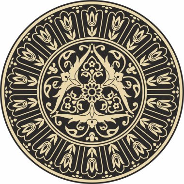 Vektör altın ve siyah Türk klasik daire süsü. Müslümanlar cami için yuvarlak desenli