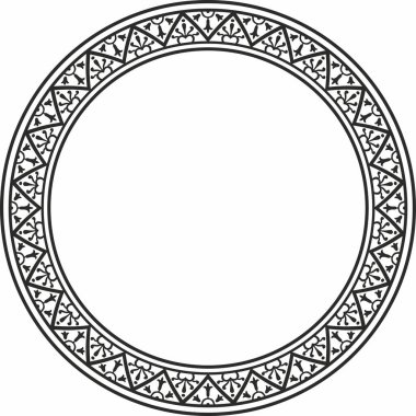 Siyah monokrom kenarı, çerçeve, Pompeii halkası. Çember Napoli süsü. Antik Roma Sanatı