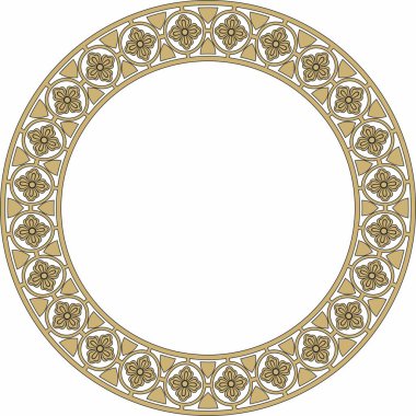 Siyah ve altın renkli gotik süs. Ortaçağ Avrupa çemberi, halka, sınır. Klasik Almanların, Açılar, Saksonlar, Franklar.