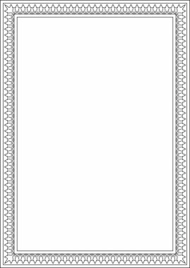 Vektör siyah, kare Türk ulusal süsü. Osmanlı sınırı, çerçeve. Etnik çiçek dikdörtgeni, Seljuk Türkleri deseni. Sultan 'ın sarayının dekorasyonu.