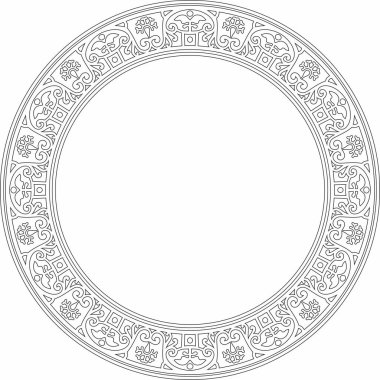 Vector round siyah sınır, çerçeve, Pompeii yüzüğü. Çember Napoli süsü. Antik Roma Sanatı. Boyalı cam şablonu