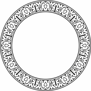 Siyah tek renkli Arap ulusal turuncu süsü. Etnik çember, çerçeve, doğu halkası. Farsça resim