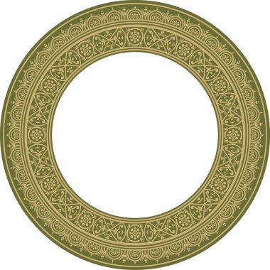 Yeşil kenarlı, çerçeveli, Pompei yüzüklü, yuvarlak altın bir taşıyıcı. Çember Napoli süsü. Antik Roma Sanatı