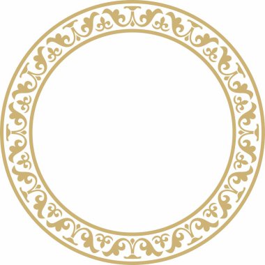 Vector Golden Round klasik Bizans süsü. Çember, halka, sınır, Antik Yunan, Doğu Roma İmparatorluğu çerçevesi. Rus Ortodoks Kilisesi Dekorasyonu