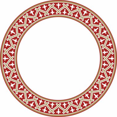 Vektör yuvarlak Avrupa renkli süs. Sonsuz düzen, çember, Orta Çağ 'ın yüzüğü. Diriliş sınırı. Sarayların ve kiliselerin dekorasyonları