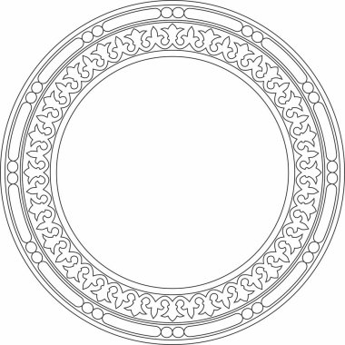 Siyah çizgili vektör klasik Bizans süsü. Çember, halka, sınır, Antik Yunan, Doğu Roma İmparatorluğu çerçevesi. Rus Ortodoks Kilisesi Dekorasyonu