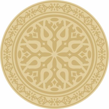 Kazak ulusal altın çerçeve süsü. Etnik model. Çember halka göçebe kültürü yansıtır. Tasarım ve tekstil için uygun