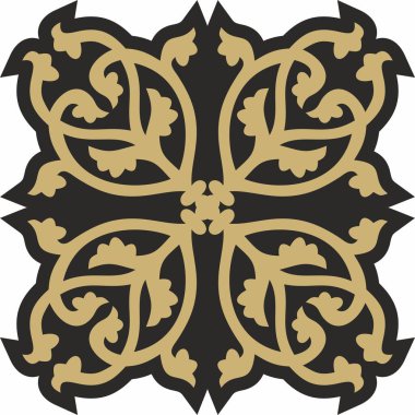 Siyah gotik süslemeli vektör altın. Ortaçağ Avrupa sanatı. Katolik katedrallerinin geleneksel kalıpları