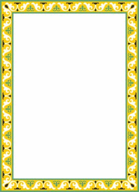 Vektör renkli kare klasik Bizans süsü. Dikdörtgen, sınır, Antik Yunan, Doğu Roma İmparatorluğu çerçevesi. Rus Ortodoks Kilisesi Dekorasyonu