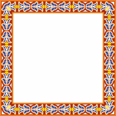 Vektör karesi Avrupa renkli süs. Dikdörtgen desen, çember, Orta Çağ yüzüğü. Diriliş sınırı. Sarayların ve kiliselerin dekorasyonları