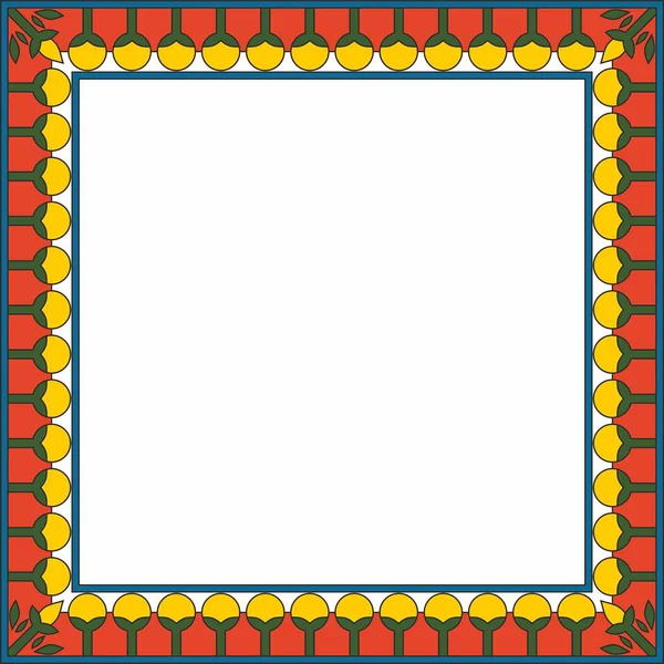 Vektör renkli kare Mısır süsü. Dikdörtgen, çerçeve, eski Mısır. Nilüfer çiçekleri ve su deseni.