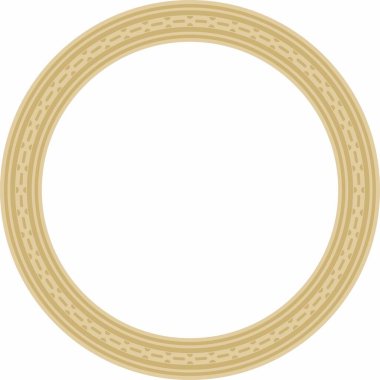 Vektör altın yuvarlak Mısır süsü. Çember, çerçeve, eski Mısır yüzüğü. Nilüfer çiçekleri ve su deseni.