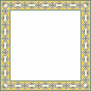 Vektör renkli kare klasik Rönesans süsü. Dikdörtgen, Avrupa sınırı, canlanma biçimi çerçevesi