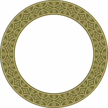 Yeşil kenarlı, çerçeveli, Pompei yüzüklü, yuvarlak altın bir taşıyıcı. Çember Napoli süsü. Antik Roma Sanatı