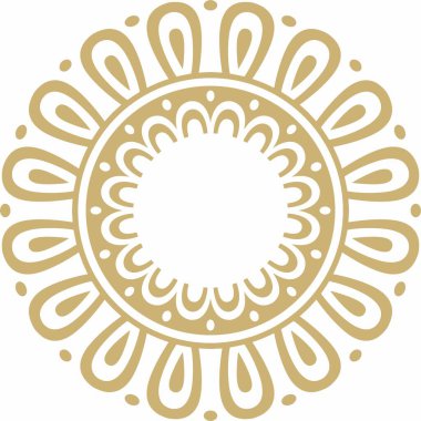 Klasik Yunan altın yuvarlak süsü. Vektör deseni, Antik Yunan çemberi. Avrupa sınırı - halka