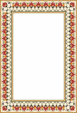 Klasik Yunan rengarenk kare süsü. Vektör deseni, antik Yunan dikdörtgeni. Avrupa sınırı