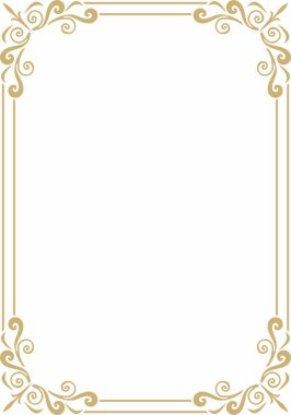 Klasik Yunan altın kare süsü. Vektör deseni, antik Yunan dikdörtgeni. Avrupa sınırı