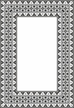 Vektör siyah tek renkli kare gotik süs. Ortaçağ Avrupa silueti, dikdörtgen, sınır. Klasik Almanların, Açılar, Saksonlar, Franklar.