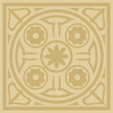 Kazak ulusal kare altın çerçeve süsü. Etnik model. Göçebe kültürü yansıtan dikdörtgen. Tasarım ve tekstil için uygun