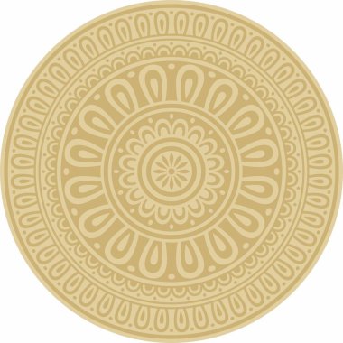 Klasik Yunan altın yuvarlak süsü. Vektör deseni, Antik Yunan çemberi. Avrupa sınırı - halka