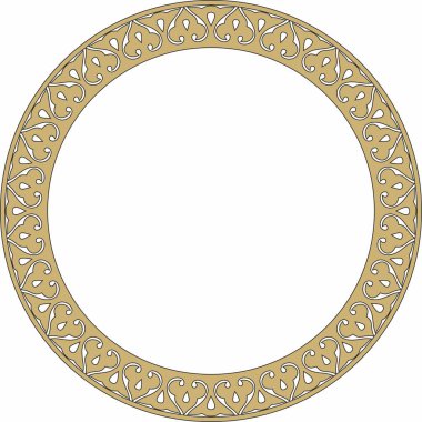 Vektör altın ve siyah Arap ulusal yuvarlak süsü. Etnik çember, çerçeve, doğu halkası. Farsça resim