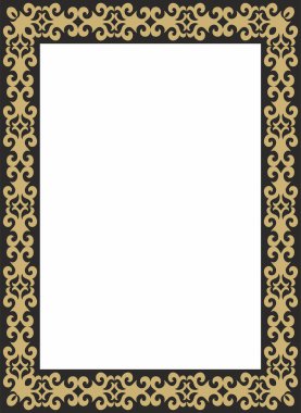 Siyah kare Kazak ulusal süsü olan vektör altın. Büyük Steppe 'deki insanların etnik kalıpları