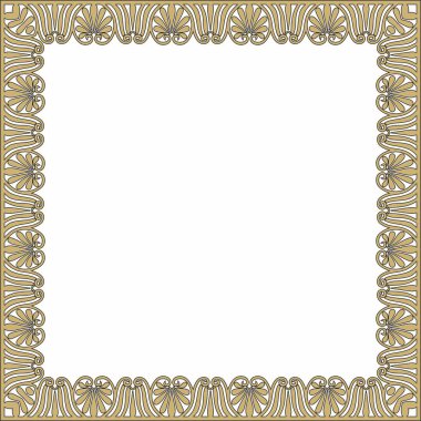 Vektör altın ve klasik Yunan kare süsü. Antik Yunan ve Roma İmparatorluğu dikdörtgeni. Bizans duvarları, zemin ve tavan resimleri. Avrupa saraylarının dekorasyonu