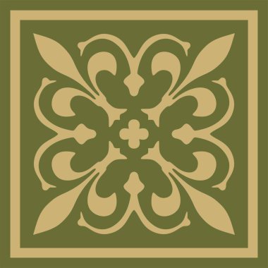 Vektör altın ve yeşil antik Roma süsü elementleri. Kalıpların klasik Avrupa parçaları. Zambak ve taç