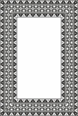 Vektör siyah tek renkli kare gotik süs. Ortaçağ Avrupa silueti, dikdörtgen, sınır. Klasik Almanların, Açılar, Saksonlar, Franklar.