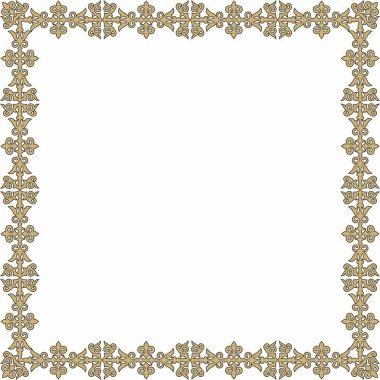 Siyah kare Kazak ulusal süsü olan vektör altın. Büyük Steppe 'deki insanların etnik kalıpları