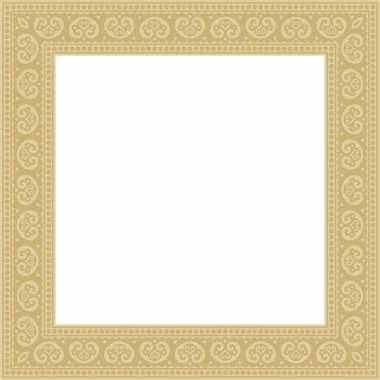 Vektör kare altın antik Rus süsü. Slav dikdörtgeni, sınır, çerçeve. Kraliyet odalarının resimleri.