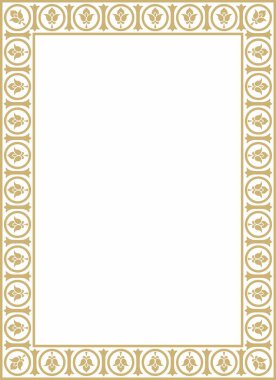 Vektör altın kare klasik Bizans süsü. Dikdörtgen, sınır, Antik Yunan, Doğu Roma İmparatorluğu çerçevesi. Rus Ortodoks Kilisesi Dekorasyonu