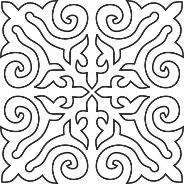 Siyah vektör, Kazak ulusal süsü. Büyük Steppe 'deki insanların etnik kalıpları,