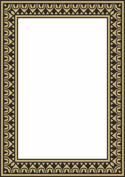 Klasik Yunan siyah ve altın kare süsü. Vektör deseni, antik Yunan dikdörtgeni. Avrupa sınırı