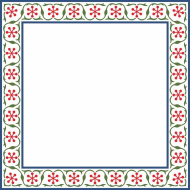 Vektör kare renkli ulusal İran süsü. Dikdörtgen, çerçeve, sınır, İran, Irak, Tacikistan halklarının etnik düzeni