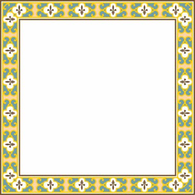 Vektör renkli kare klasik Rönesans süsü. Dikdörtgen, Avrupa sınırı, canlanma biçimi çerçevesi