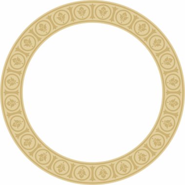 Vector Golden Round klasik Bizans süsü. Çember, halka, sınır, Antik Yunan, Doğu Roma İmparatorluğu çerçevesi. Rus Ortodoks Kilisesi Dekorasyonu