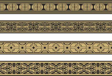 Kusursuz Avrupa altın ve siyah süsü. Sonsuz süs, meditasyon. Rönesans sınırı. Sarayların ve kiliselerin dekorasyonları