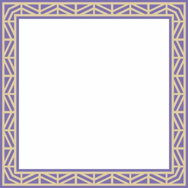 Afrika 'nın kare altın ve mavi süsü. Afrika halklarının kültürel mirası bu. Sonsuz etnik sınır, çerçeve. Zimbabwe süsü.