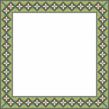 Vektör renkli kare klasik Rönesans süsü. Dikdörtgen, Avrupa sınırı, canlanma biçimi çerçevesi