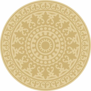 Vector Golden Round klasik Bizans süsü. Çember, halka, sınır, Antik Yunan, Doğu Roma İmparatorluğu çerçevesi. Rus Ortodoks Kilisesi Dekorasyonu