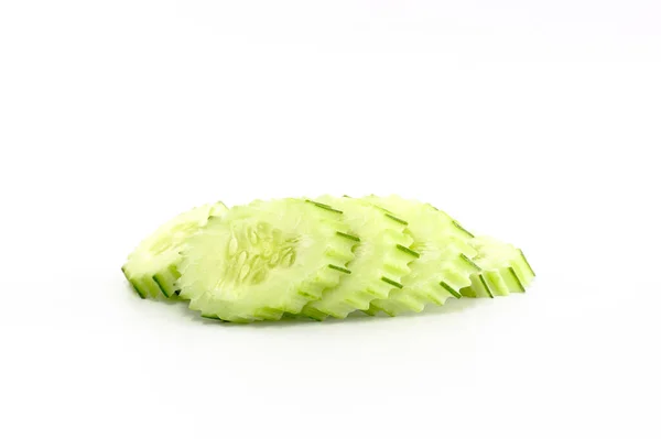 Seção Fatias Pepino Salada Dieta Natureza Vegetal Isolada Fundo Branco — Fotografia de Stock