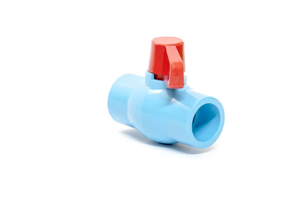 Válvula Esfera Pvc Para Reparo Serviço Tubo Plástico Isolado Fundo — Fotografia de Stock