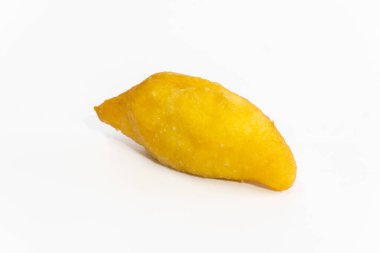 Beyaz arka planda izole edilmiş çörek aperatifi, deliksiz ama şeker tadı fırını